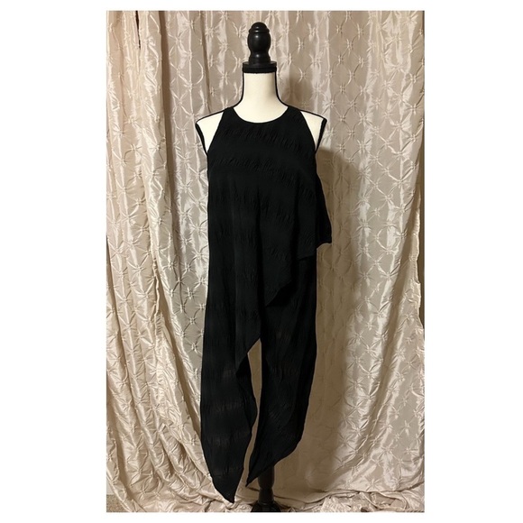 Lauren Bagliore Black Sleeveless Asymmetrical Tunic Top Gauzy Langenlook - Picture 1 of 11